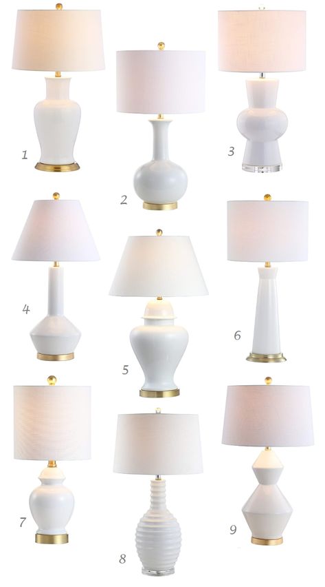 Large White Lamp, White Lamps Living Room, White Bedroom Lamps, White Lamps Bedroom, Gold Table Lamps, White Bedside Lamps, Bedroom Table Lamps, White Table Lamps, Gold Lamps