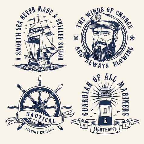 Emblems Design, Nautical Logo, Marines Logo, School Vector, Dove Tattoos, Diving Helmet, Nautical Design, Vintage Nautical, Logo Set