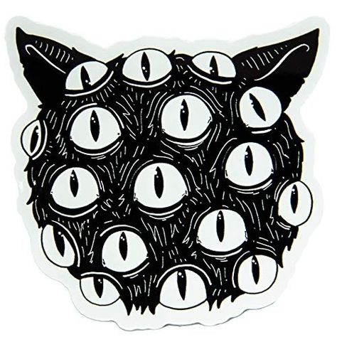 Black And White Goth, Goth Stickers, Spooky Eyes, Creepy Cat, White Goth, Halloween Decals, Arte Grunge, Spooky Stickers, Goth Halloween