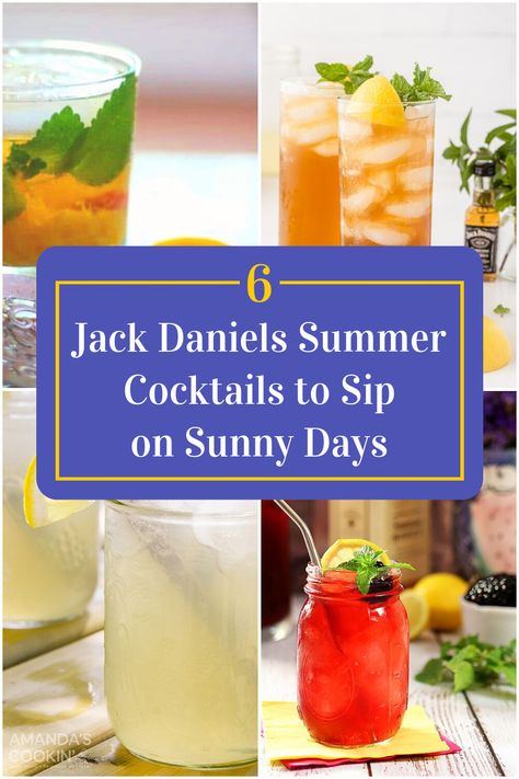 Collage of 4 jack daniels summer cocktails. Jack Daniel’s Cocktails, Jack Daniels Cocktails Recipes, Jack Daniels Cocktail, Whiskey Summer Cocktails, Honey Jack Daniels Drinks Cocktails, Jack Daniels Drinks Recipes, Jack Daniels Mixed Drinks, Sf Aesthetic, Jack Daniels Cocktails