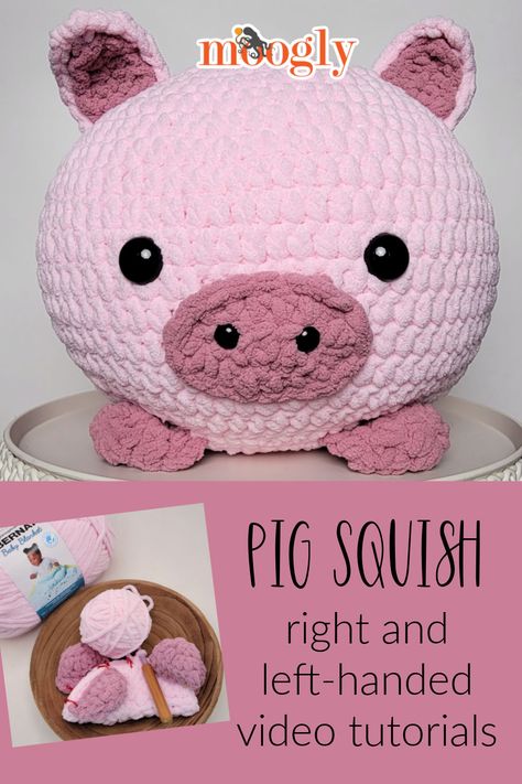 The Pig Squish Tutorial will show you how to crochet this cuddly oversize pig amigurumi - in both right and left-handed video tutorials! Follow along with the free written crochet pattern on Moogly! via @moogly Moogly Crochet, Pig Amigurumi, Left Handed Crochet, Crochet Pig, Crochet Shoes Pattern, Crochet Animals Free Patterns, Adorable Crochet, Crochet Amigurumi Free, Christmas Crochet Patterns