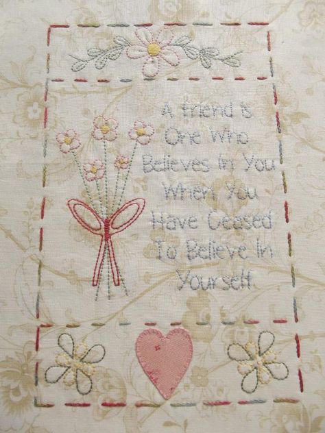 Looking for your next project? You're going to love The Friendship Quilt - Block 1 by designer Designs By Fee. Sewing Drawing, Quilt Quotes, Friendship Quilt, Ladies Leggings, Quilting Quotes, Primitive Stitchery, Redwork Embroidery, Applique Quilting, The Friendship