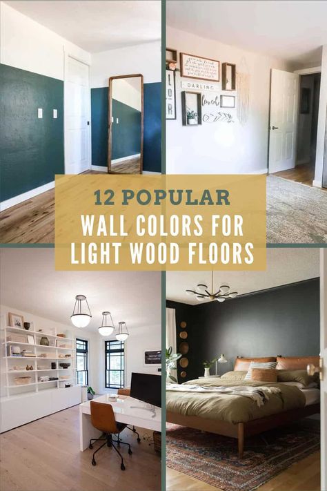 Light Wood Floor Paint Colors, Light Floor Wall Color, Living Room Inspiration Light Wood Floors, Paint Colors With Light Oak Floors, Paint Colors For Light Hardwood Floors, Light Wood Floors Paint Colors, Wall Paint With Wood Floors, Bedrooms With Light Wood Floors, Best Wall Color For Light Wood Floors