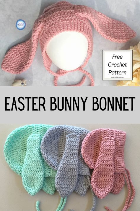 Crocheted Bunny, Newborn Pattern, Pola Topi, Bunny Bonnet, Newborn Crochet Patterns, Crochet Easter, Confection Au Crochet, Crochet Bunny Pattern, Easter Crochet Patterns