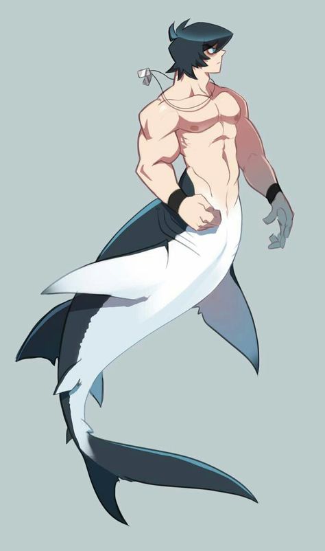 Merman Artwork Character Design, Great White Shark Mermaid, Cecaelia Art Male, Shark Merman Oc, Half Shark Half Human, Merman Reference, Merman Drawing Reference, Merman Pose Reference, Siren Pose Reference