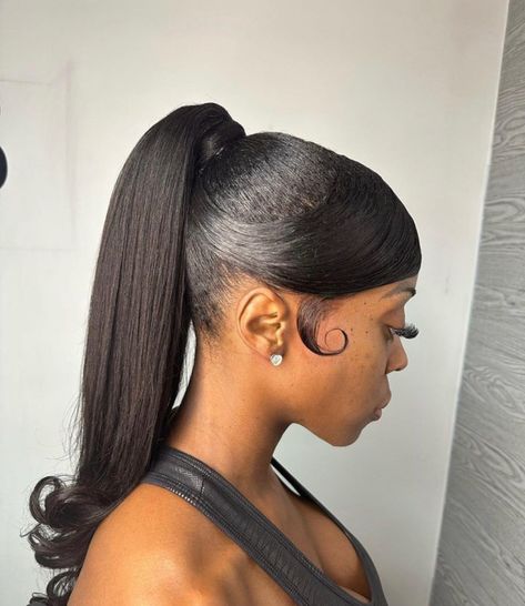 Swoop Ponytail Hairstyles, Swoop Ponytail, Side Swoop, Slick Ponytail, Latina Hair, Slicked Back Ponytail, Bangs Ponytail, Bridal Party Hair, Peekaboo Hair