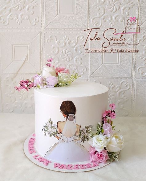 Bridal Cakes Ideas Simple, Simple Bride To Be Cake, Bride To Be Cakes Ideas, Bridal Shower Treats, Barbie Doll Birthday Cake, Bride Cake Topper, Teacher Cakes, Bachelorette Cake, Doll Birthday Cake