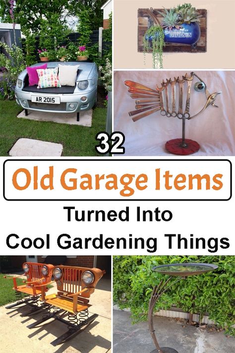 Check out these Old Garage Items Turned Into Cool Gardening Things and get inspired to use the junk in your garage for good! Tree House Deck, Old Garden Tools, Car Garden, Old Tool Boxes, Memory Garden, Junk Garden, Reuse Recycle Repurpose, Garage Door Springs, Upcycle Garden