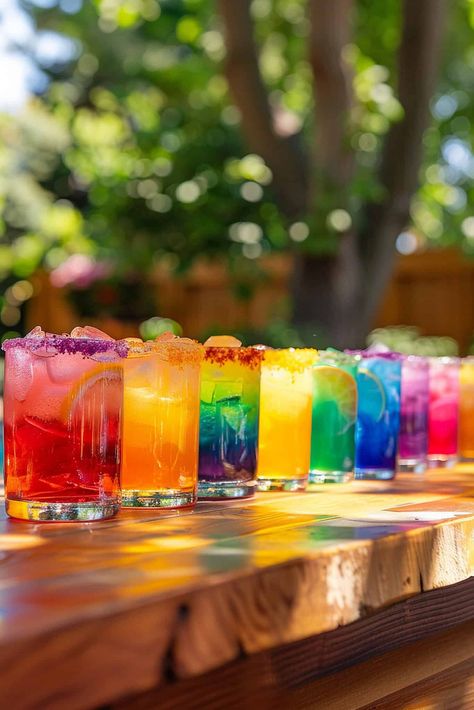 28 Fabulous Pride Cocktails for Your Parties | Mix That Drink Pride Cocktails, Jolly Rancher Vodka, Paradise Cocktail, Rainbow Cocktail, Red Hots Candy, Rainbow Drinks, Party Food Bar, Types Of Cocktails, Beach Cocktails