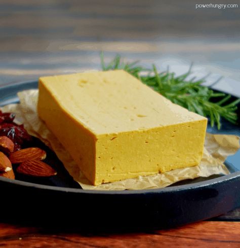 It's time to make some incredible Chickpea Flour Cheddar Cheese! The creamy cheese is naturally soy-free, grain-free, oil-free, nut-free, & high in protein. Easy Vegan Cheese Recipe, Vegan Cheddar Cheese, Cheese Vegan, Plant Based Cheese, Vegan Cheese Recipes, Vegan Cheddar, Oil Free Vegan, Power Hungry, Vegan Sandwich