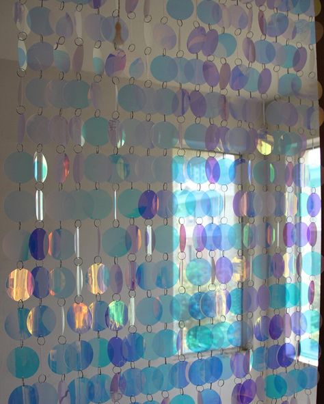 Iridescent Decor Wedding, Holographic Party Decor, Iridescent Classroom Decor, Iridescent Party Ideas, Iridescent Wedding Decor, Iridescent Curtains, Iridescent Curtain, Holographic Decorations, Iridescent Bathroom