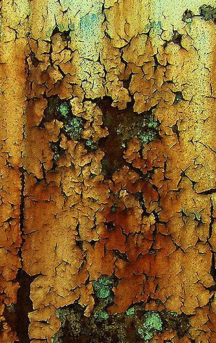 #discoveringtexture Cracked Texture, Foto Macro, Beautiful Decay, Weathered Paint, Texture Inspiration, Peeling Paint, Metal Surface, Aqua Turquoise, Tree Bark