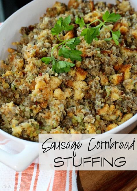 Cornbread Stuffing With Sausage, Simple Cornbread, Stuffing With Sausage, Sausage Cornbread, Cornbread Stuffing Recipes, Sausage Cornbread Stuffing, Sausage Stuffing Recipe, Cornbread Recipes, Cornbread Stuffing