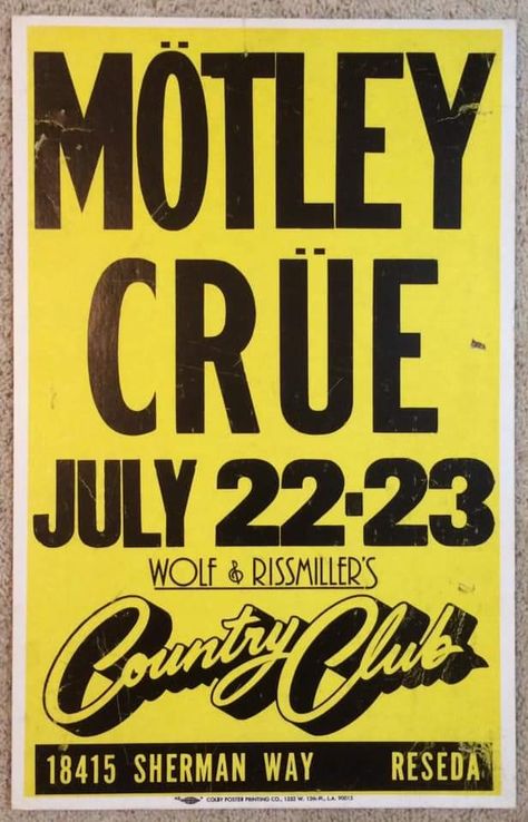 1982 the crue Reseda California, Burning Spear, Hanging Frames, Motley Crue, Concert Posters, California Usa, Pigment Ink, Giclee Art, Giclee Art Print