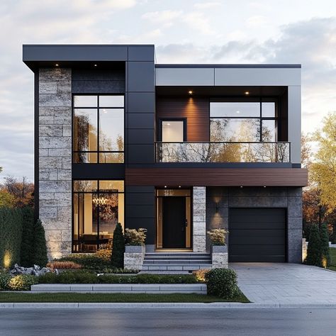 Dreaming of a home that perfectly blends modern elegance with timeless design. 🏡✨ #ModernLiving #ArchitecturalDesign #dreamhome Best House Design Exterior, Modern House Inspo Exterior, Modern Dream House Exterior, Home Design 2024, Perfect House Modern, House With Big Windows Exterior, Houses Modern Exterior, Modern Elevation Designs For House, Dream Home Design Exterior