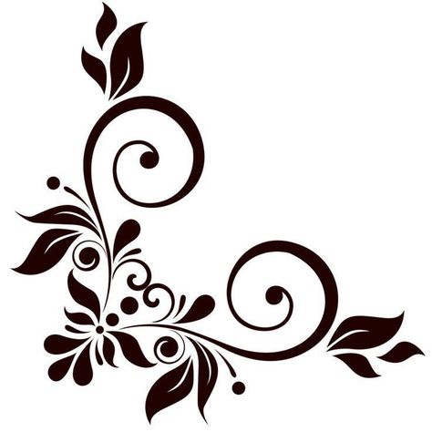 Vine Drawing, Flower Drawing Tutorials, Flower Drawing Design, Stencils Printables, Floral Border Design, Wood Burning Patterns, Flower Stencil, Stencil Patterns, Handwork Embroidery Design