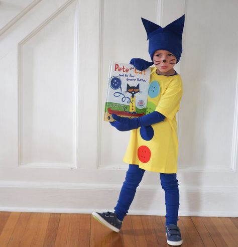 DIY Costumes Inspired By Favorite Book Characters - The Chirping Moms Character Day Book Costumes, Kids Tv Character Costumes Diy, Toddler Book Costume, Dress Up Favorite Book Character, Pete The Cat Character Day Costume, Pete The Cat Diy Costume For Kids, Kids Book Costumes, Preschool Book Characters, Pete The Cat Dress Up