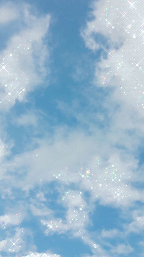 Shine Wallpaper Aesthetic, Blue Sparkle Wallpaper, Y2k Clouds, Wallpapers Clouds, Dorm Mirror, Iridescent Clouds, Aesthetic Blue Sky, Fairycore Wallpaper, Peaceful Blue