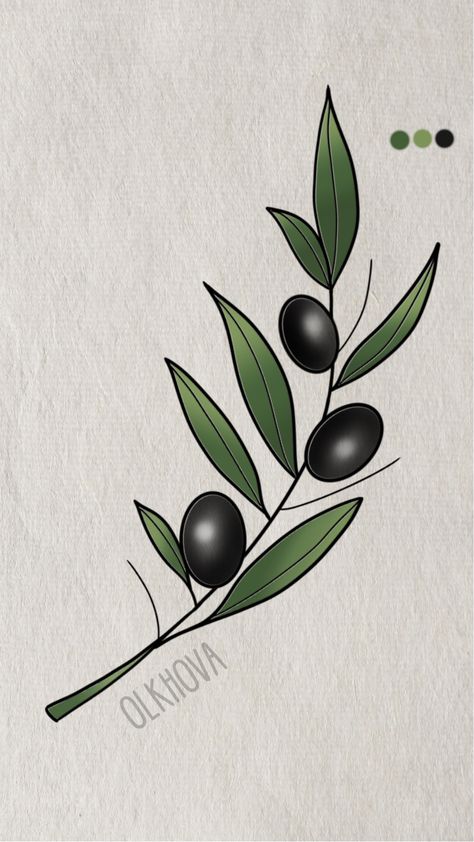 Black Olive Tattoo, Fruit Stencils, Olive Branch Drawing, Olive Tattoo, Olive Branch Tattoo, Branch Drawing, Grape Painting, Branch Tattoo, Tree Icon