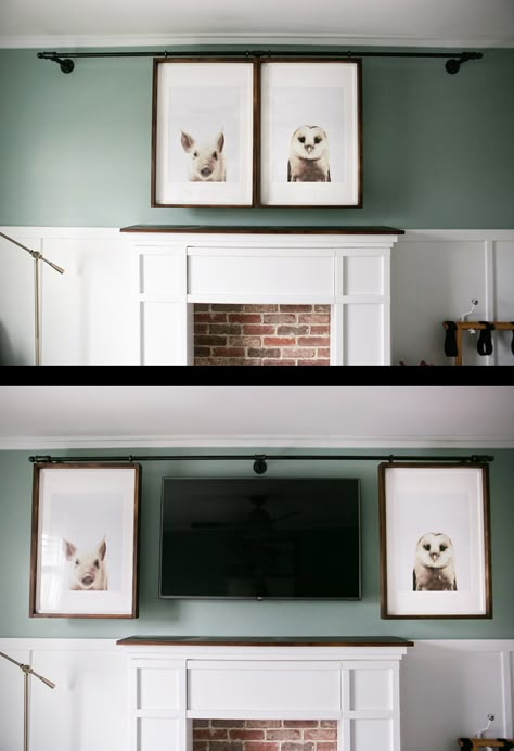 Sliding Picture Frame To Hide Tv, How To Hide A Split System, Wall Mounted Hidden Tv Cabinet, Ways To Hide A Tv On The Wall, Diy Hidden Tv Wall Mount, Hide My Tv Wall Mounted Tv, Hiding Tv In Cabinet, Hide Tv In Bedroom Ideas, How To Hide A Tv On The Wall