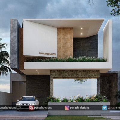 ArtStation - MODERN RESIDENTIAL BUILDING ELEVATION Box Elevation, Modern Home Elevation, Residential Elevation, Home Elevation, 2 Storey House Design, Small House Elevation, Small House Front Design, Classic House Exterior, Small House Elevation Design