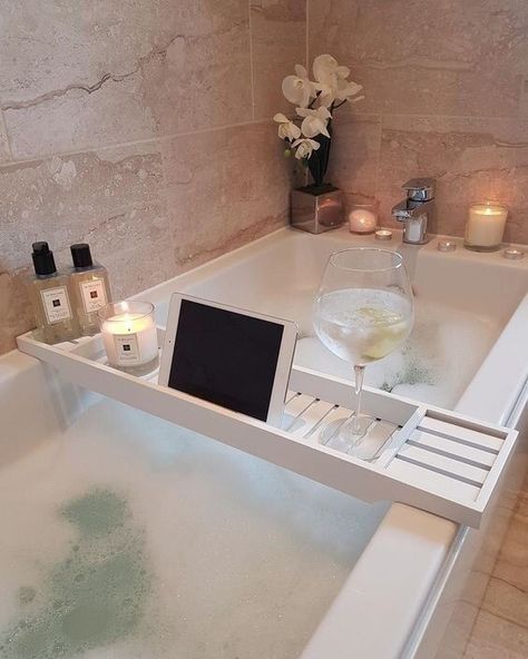 Bath Trays, Aesthetic Bath, Bath Aesthetic, Bathtub Decor, Dream Bath, Aesthetic Bathroom, Dream Bathrooms, Relaxing Bath, Small Bathroom Decor