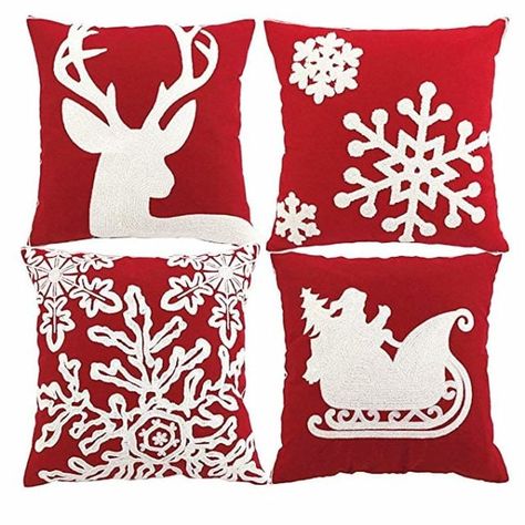 Embroidery Cases, Holiday Pillows Covers, Christmas Pillow Cover, Embroidery Christmas, Christmas Pillows, Holiday Pillows, Link Click, Throw Pillows Christmas, Christmas Pillow Covers