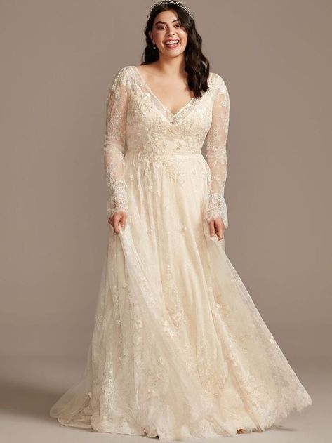 Davids Bridal Plus Size, Lace Plus Size Wedding Dress, Chantilly Lace Wedding Dress, Melissa Sweet, Plus Wedding Dresses, Davids Bridal Wedding Dresses, Plus Size Wedding Dress, Wedding Dress Style, Plus Size Wedding Dresses