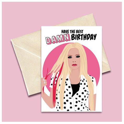 Avril Lavigne The best Damn Birthday card - This card features my illustration of the ultimate 2000s pop punk queen. Printed on to 250gsm glossy card. Avril Lavigne Birthday, Punk Illustration, 2000s Pop, Avril Lavigne, Pop Punk, Illustration Drawing, Best Friend Gifts, Birthday Cards, Greeting Cards