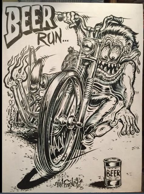 Rat Life 4ever! Rat Fink Art, Ed Roth Art, Hotrod Art, Kustom Kulture Art, Arte Zombie, Ed Roth, Hot Rod Art, Cartoon Cars, Cool Car Drawings