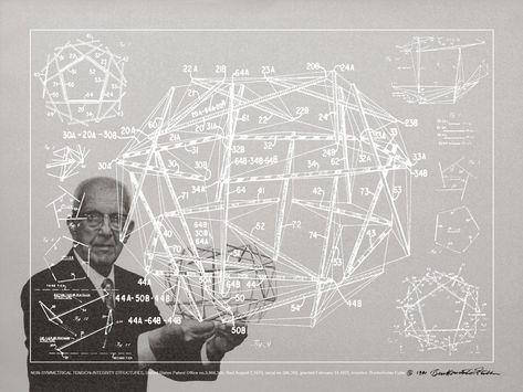 Buckminster Fuller Creates Striking, Two-Layer Posters to Illustrate His Life's Work in 1981 - Flashbak Richard Buckminster Fuller, Buckminster Fuller, Tent Design, San Francisco Museums, Business Innovation, Geodesic Dome, Museum Of Modern Art, Poster Making, Art And Architecture