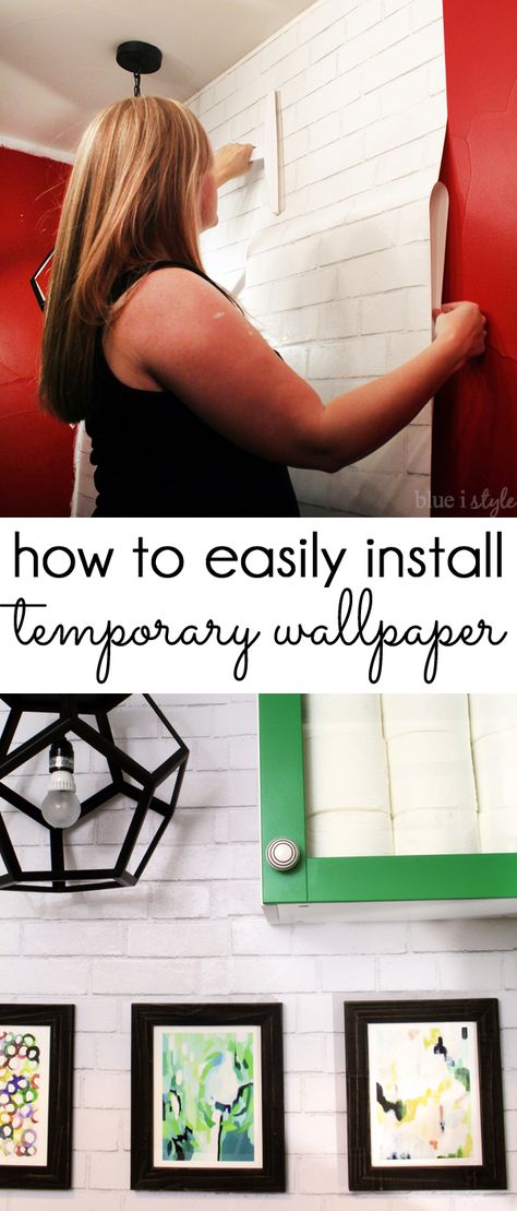 TEMPORARY REMOVABLE WALLPAPER! How to easily install self-adhesive, temporary removable wallpaper, like Tempaper and other brands. Detailed tutorial with step by step instructions. Temporary Wallpaper Bathroom, Temporary Wallpaper Bedroom, Diy Home Decor For Renters, Removable Wallpaper Bathroom, Home Decor For Renters, Decor For Renters, Renters Decorating, Bathroom Decor Ideas Themes, Trendy Diy