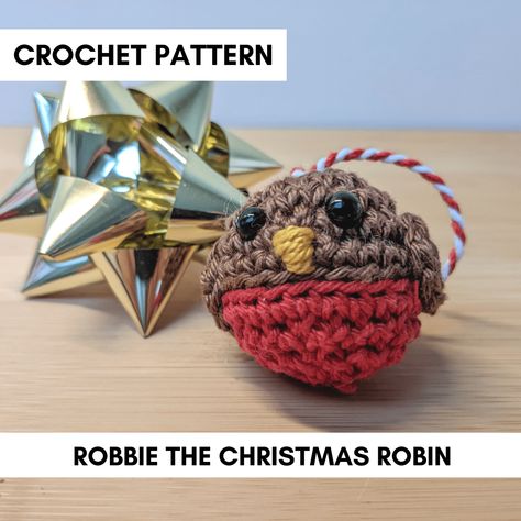 Robbie the Christmas robin mini bauble - But First We Crochet Crochet Christmas Baubles, Crochet Robin, Christmas Robin, Unique Tools, Crochet Stitches Free, Mini Crochet, Crochet Ornaments, Crochet Pumpkin, Red Yarn