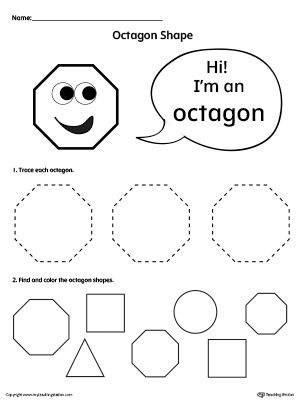 **FREE** Trace and Color Octagon Shapes Worksheet. Introduce your child to the octagon shape with this simple tracing and coloring octagon shapes worksheet. Octagon Preschool Activities, Simple Color By Number, Shape Worksheet, Shape Worksheets For Preschool, Trace And Color, Shapes Worksheet Kindergarten, Missing Letters, Shapes Kindergarten, Teaching Shapes