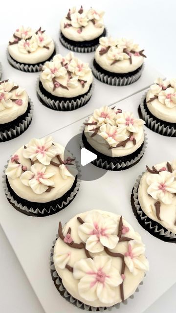 Theresa Manokhoune on Instagram: "Cherry Blossom Cupcakes … ahhh, YES, Please!  . . . . . . #floralbuttercream #cupcakes #cupcakesofinstagram #coronabaker #localbaker #floralcakes #weddingcupcakes #weddingcake #idocrew #engagement #bridalshower" Cherry Blossom Treats, Cherry Blossom Cupcakes, Blossom Cupcakes, Flower Cupcakes, Wedding Cupcakes, Apple Blossom, Yes Please, Butter Cream, Cherry Blossom