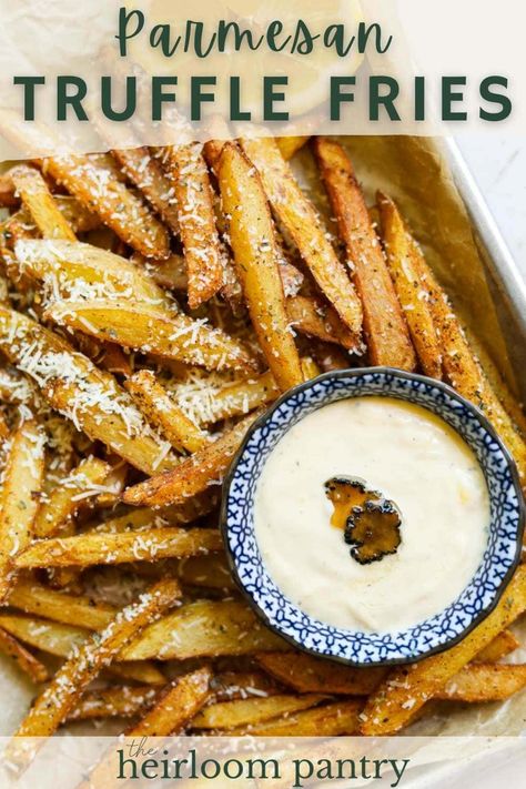 Truffle Aioli, Cheese Truffles, Parmesan Truffle Fries, Homemade Truffles, Crispy Fries, Truffle Fries, Alton Brown, Fries Recipe, Truffle Oil