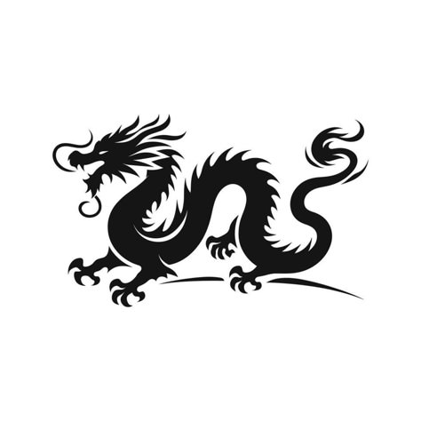 Chinese Dragon Vector, Chinese Dragon Silhouette, Chinese Patterns Traditional, Chinese Dragon Symbol, Chinese Dining Room, Dragon Tattoo Outline, Dragon Stencil, Clan Symbols, Chinese Dragon Drawing