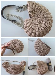 Crochet Snail, Shell Purse, Easy Crochet Stitches, Bag Pattern Free, Diy Crochet Projects, Purse Patterns, Crochet Bag Pattern, Crochet Purses, Crochet Handbags