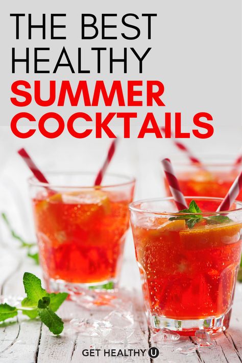 We decided to collect and share our favorite low-calorie cocktails to make your next summer party a hit without any trial and error. These healthy drinks are made with simple ingredients instead of high-calorie, sugar-filled mixes that can leave you with a nasty headache. Instead, these healthier options made with real fruit and vegetables are fresh, low in calories, and absolutely scrumptious! Low Calorie Sangria, Low Calorie Cocktails Recipes, Healthy Cocktail Recipes, Healthy Summer Drinks, Spritzer Recipes, Low Calorie Cocktails, Healthy Cocktails, Summer Cocktail Recipes, Sangria Recipes