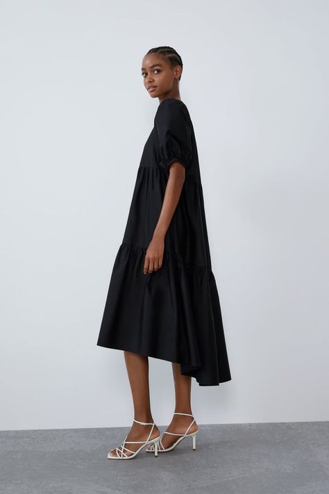 Zara Asymmetrical Poplin Dress Black Poplin Dress, Zara Poplin Dress, Copenhagen Fashion Week, Dress Pin, Poplin Dress, Tall Girl, Tall Women, Colourful Outfits, Zara Dresses