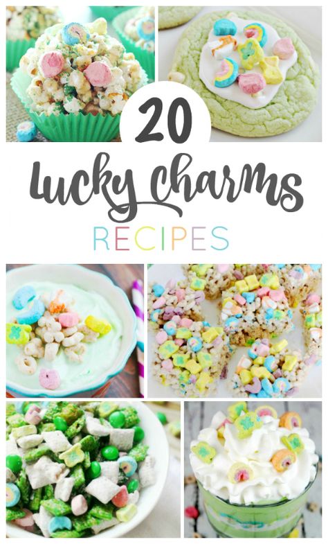 20 Fun Lucky Charms Recipes Lucky Charms Recipes, Lucky Charms Treats, Rice Crispy Treats Recipe, Lucky Charms Marshmallows, St Patrick Day Treats, Magically Delicious, Cute Marshmallows, Desserts Ideas, Fresh Meals