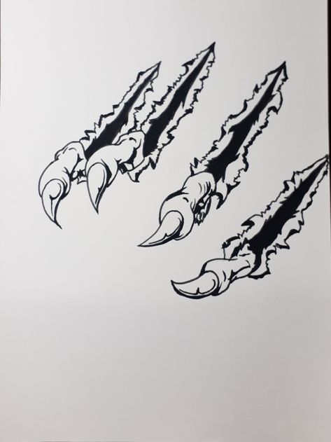 Cat Claws Drawing, Claws Drawing Reference, Cat Paw Art, Paw Sketch, Inktober Inspiration, Mountain Painting Canvas, Scary Wolf, Rip Tattoo, Random Reference