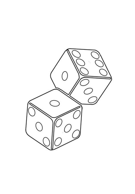 Dice Drawing Art Ideas, Dice Tattoo Stencil, Dice Stencil, Traditional Dice Tattoo, Dice Tattoo Design, Chip Tattoo, 3d Dice, Trad Flash, Poker Tattoo