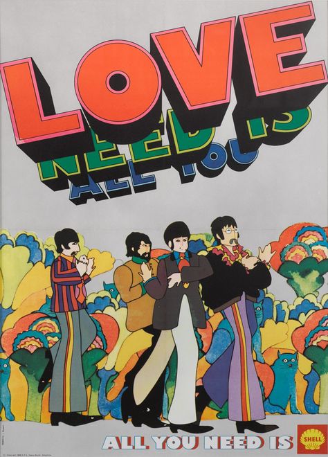 YELLOW SUBMARINE: ALL YOU NEED IS LOVE (1968) POSTER, BELGIAN | Original Film Posters Online | Collectibles | Sotheby's Yellow Submarine Art, The Beatles Poster, Beatles Yellow Submarine, Beatles Poster, Beatles Art, Band Poster, Beatles Yellow, Rock N’roll, Online Posters