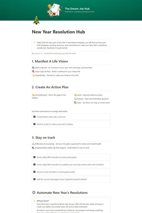 A free notion template 📜 for making a new year resolution list, Goals 2023 list, and new year activities list to make 2023 the best year of your life. This template includes pre-built databases, 🗃  exercises, 📝 automation 🔃 & learning resources 💭 to help you hold on to your new year resolution list. Be productive & successful next year with this free notion template. Click below ⬇  & Download now. ⚡ New Years Resolutions Template, New Year Activities, Activities List, Goals 2023, New Years Resolution List, Resolution List, New Year Resolution, New Year Resolutions, New Years Activities