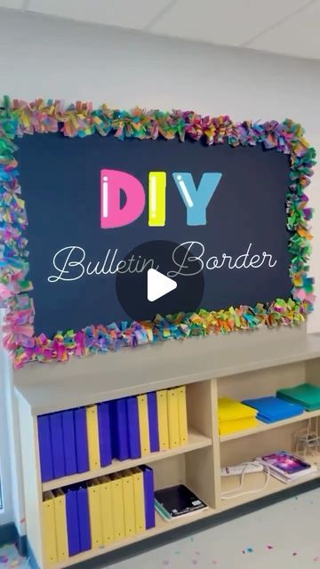 Life Skills Creations on Instagram: "SO many of you asked to see how I made this bulletin board border. Well….here is the step by step tutorial. Hope you love it!!

Comment LINK for the tissue paper I purchased." Class 4 Decoration Ideas, Double Bulletin Board Border, Display Border Ideas, Kindergarten Board Decoration, Borders For Display Board, Class Board Border Decoration Ideas, Tissue Paper Border Bulletin Boards, Tissue Paper Bulletin Board, Border Ideas For Bulletin Boards