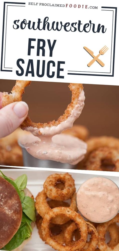 Have you ever heard of fry sauce? It's basically ketchup and mayonnaise mixed together. These easy dipping sauces take only minutes to prepare and make a great dip for your fries or onion rings and just tastes outstanding on a burger. So yummy! Fried Eggplant Dipping Sauce, Onion Ring Dip, Onion Ring Dipping Sauce, Onion Rings Dipping Sauce, Dipping Recipes, Onion Ring Sauce, French Fry Sauce, Fry Sauce Recipe, Sauce Burger