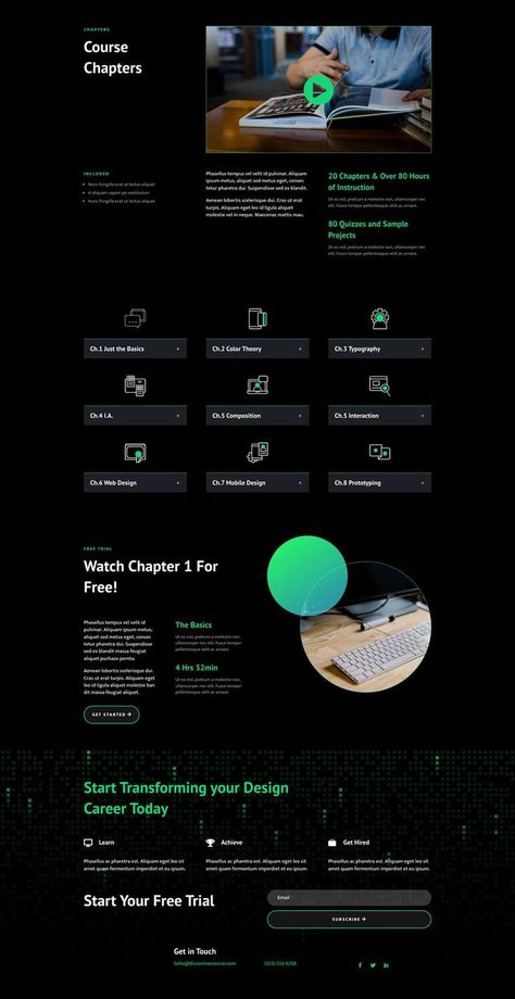 If you are looking for a fresh design for an online course website, this layout pack has what you need to get one up and running in minutes. The pack includes dedicated layouts for showcasing courses, course chapters, memberships, pricing, and more. Plus, the pack also includes custom course icons and graphics you can use for free without restrictions. Online Course Website Design, Course Website Design, Online Course Website, Library Icon, Footer Design, Divi Theme, Elegant Themes, Class Design, Cool Themes