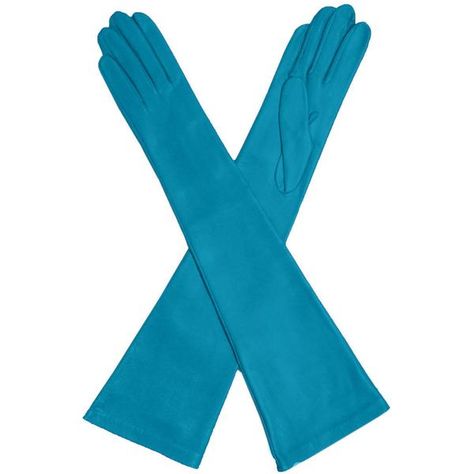 Turquoise Elbow Length Italian Leather Gloves- Silk Lined 12-button - Solo Classe