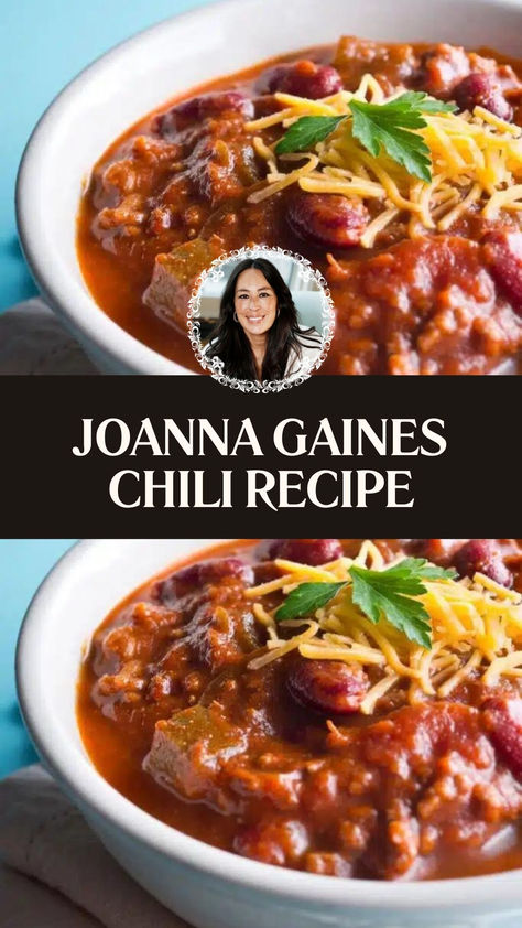 Joanna Gaines Chili Recipe Joanna Gaines Chili, Cooking With Fire Recipes, Joanna Gaines Beef Stew Recipe, Ina Garten Chili Recipe, Jamie Deen Chili Recipe, Magnolia Chili Recipe, Magnolia Table Chili Recipe, Gaines Family Chili, Carroll Shelby Chili Recipe